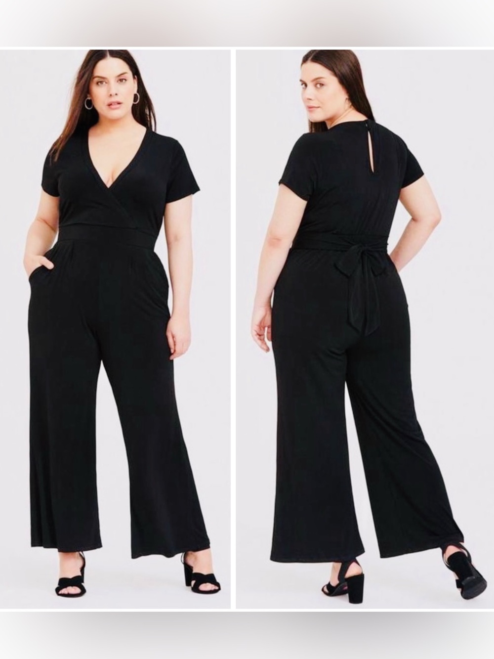TORRID Preppy Feminine Wide Leg City Chic Jersey Knit Flowy Wrap Jumpsuit 4X NWT
